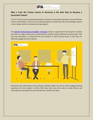 Why a Train the Trainer Course in Germany is the Best Way to Become a Successful Trainer!
