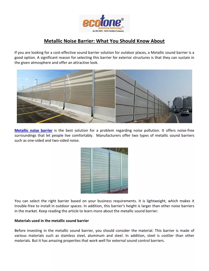 metallic noise barrier what you should know about