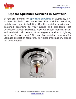 Opt for Sprinkler Services in Australia