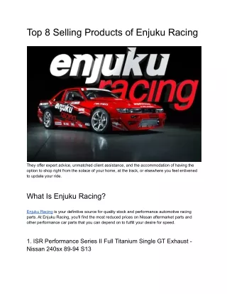 Top 8 Selling Products of Enjuku Racing