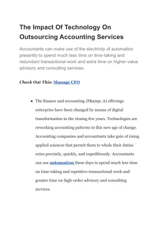 The Impact Of Technology On Outsourcing Accounting Services