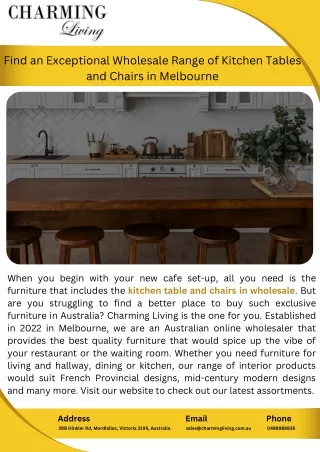 Find an Exceptional Wholesale Range of Kitchen Tables and Chairs in Melbourne
