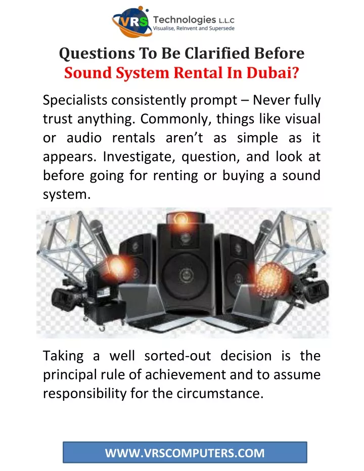 questions to be clarified before sound system