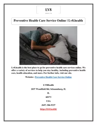 Preventive Health Care Service Online | Lv8.health