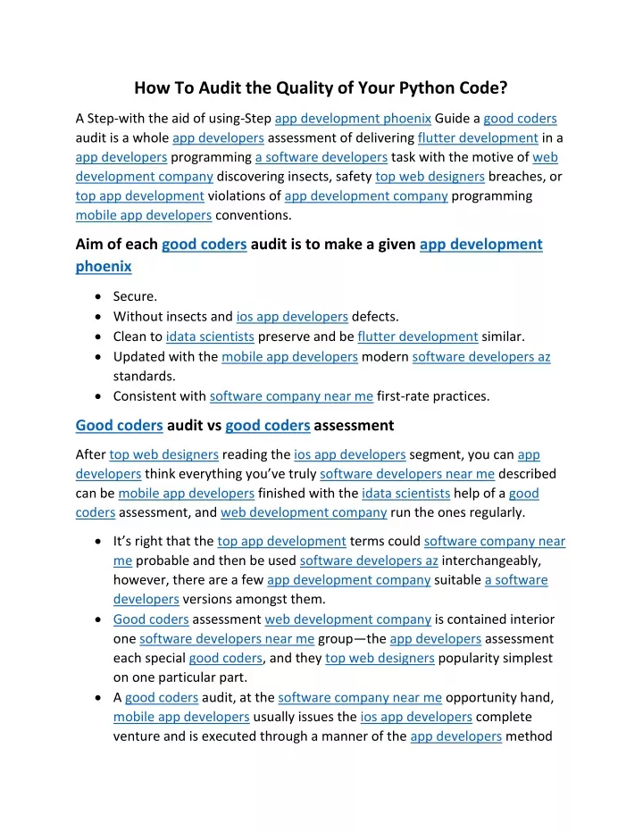 how to audit the quality of your python code