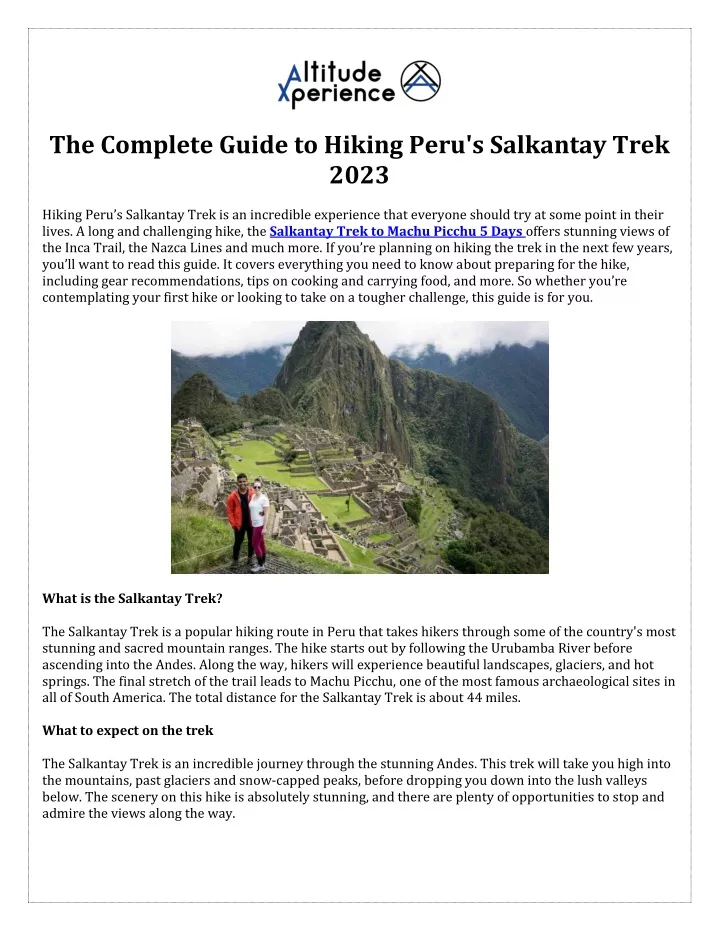 the complete guide to hiking peru s salkantay