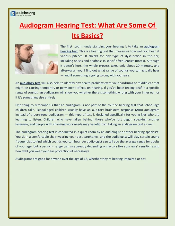 audiogram hearing test what are some of its basics