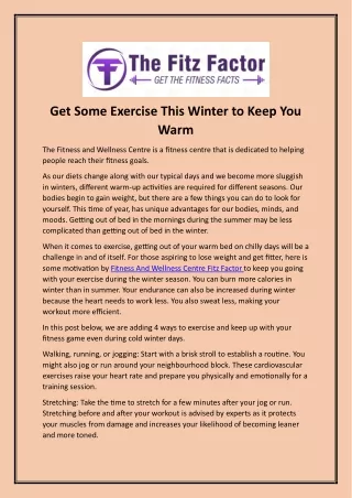 get some exercise this winter to keep you warm