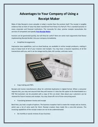 advantages to your company of using a receipt