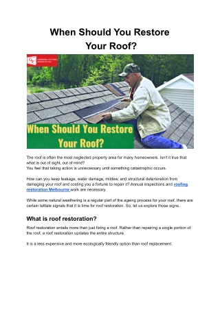 when should you restore your roof
