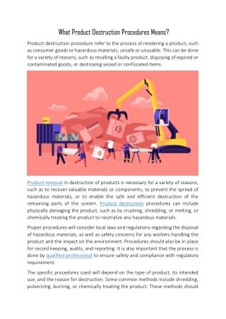 what product destruction procedures means