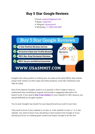 Buy 5 Star Google Reviews
