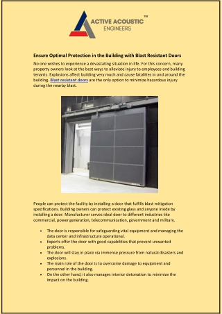 ensure optimal protection in the building with