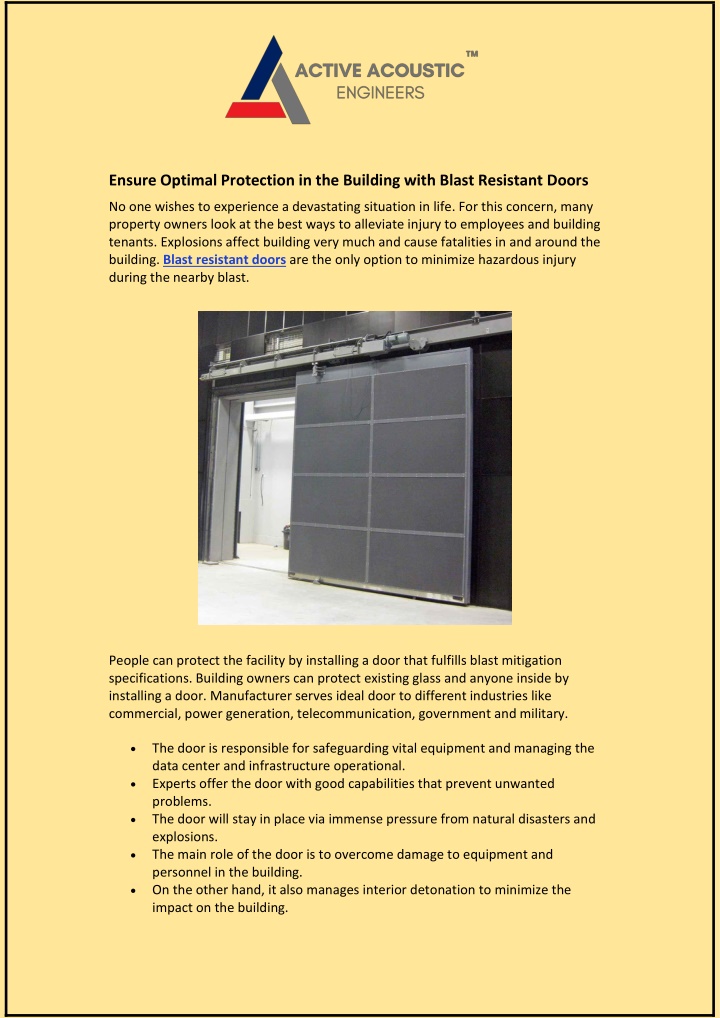 PPT - Ensure Optimal Protection in the Building with Blast Resistant ...