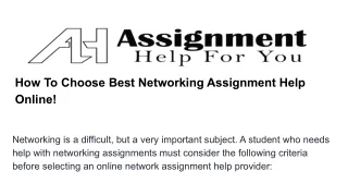 how to choose best networking assignment help