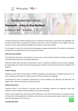transformation tuesday teamwork a key to stay
