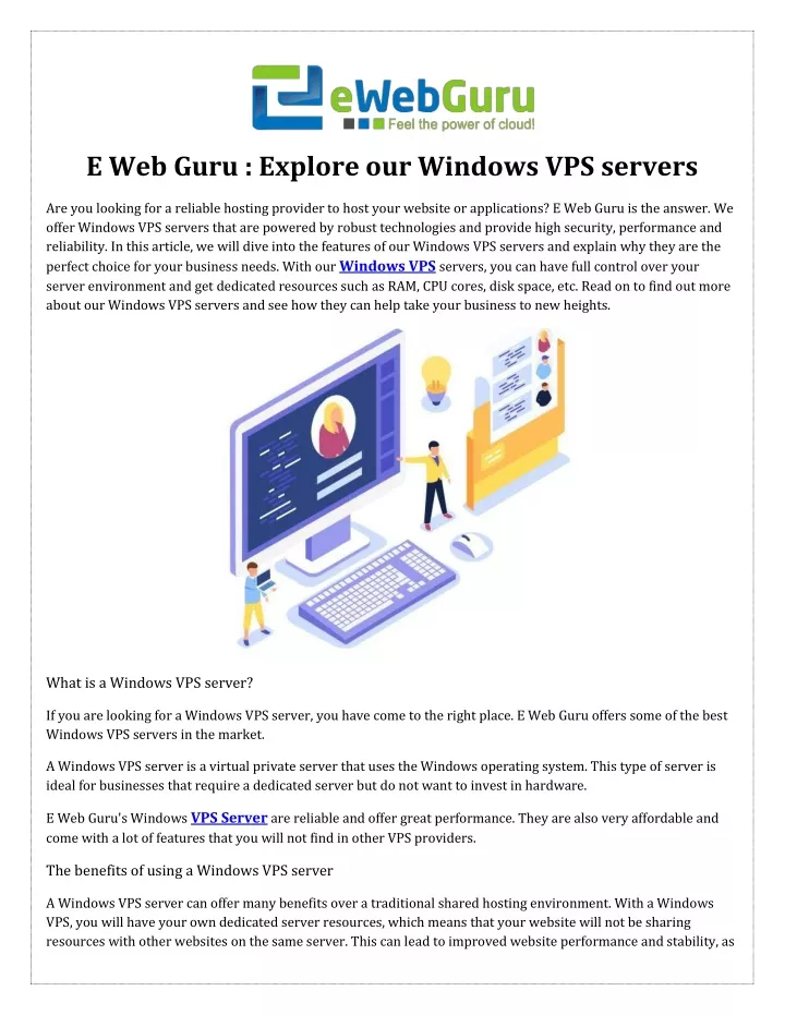 e web guru explore our windows vps servers