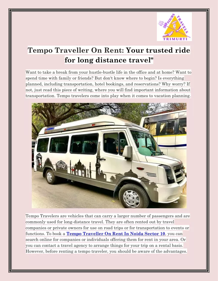 tempo traveller on rent your trusted ride