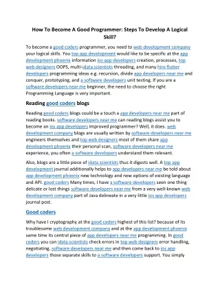 how to become a good programmer steps to develop