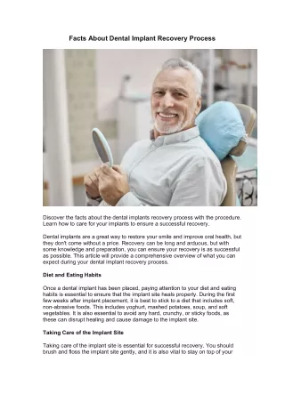 Facts About Dental Implant Recovery Process