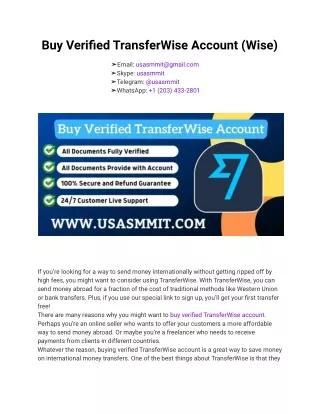 Buy Verified TransferWise Account (Wise)