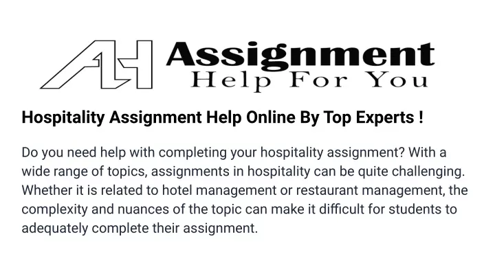 hospitality assignment help online by top experts