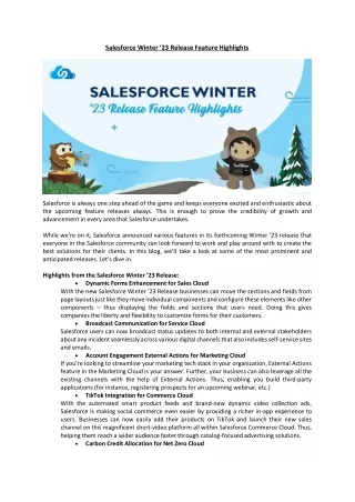 Salesforce Winter ‘23 Release Feature Highlights