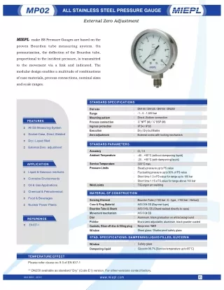 All Stainless Steel Pressure Gauge - External Zero Adjustment | India Pressure G