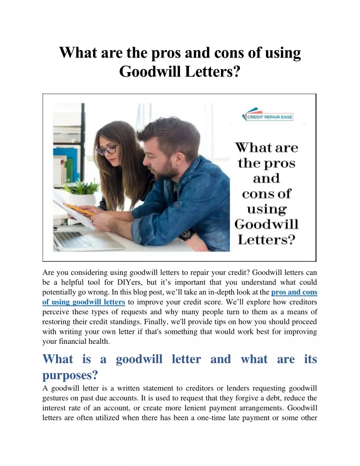 what are the pros and cons of using goodwill