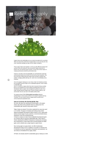 re ning supply chains for greener future