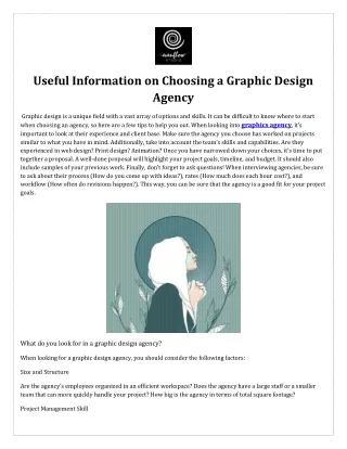 Useful Information on Choosing a Graphic Design Agency
