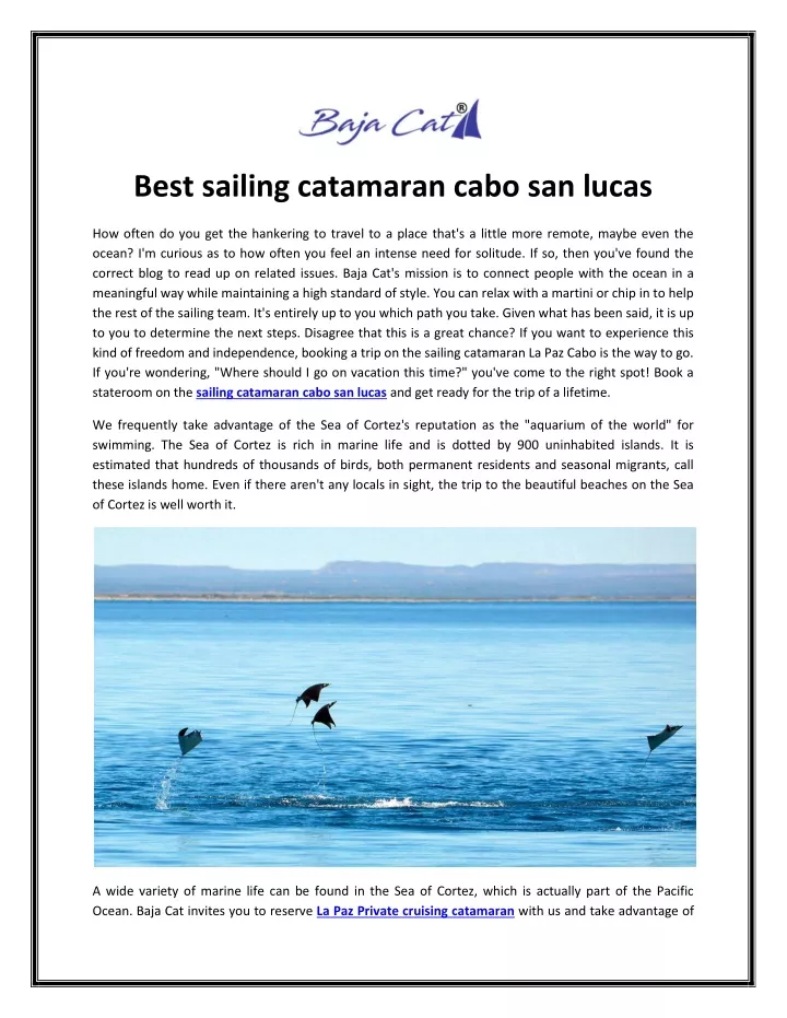 best sailing catamaran cabo san lucas