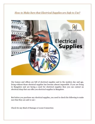 How to Make Sure that Electrical Supplies are Safe to Use?