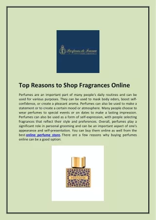 Top Reasons to Shop Fragrances Online