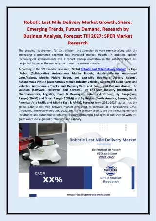 Robotic Last Mile Delivery Market Growth