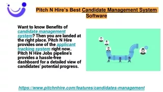 Pitch N Hire’s Best Candidate Management System Software