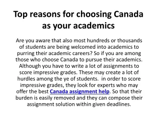 Top reasons for choosing Canada as your academics