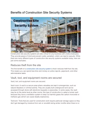 Benefits of Construction Site Security Systems