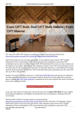Exam CIPT Book, Best CIPT Study Material | Exam CIPT Material