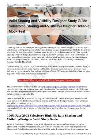 Valid Sharing-and-Visibility-Designer Study Guide - Salesforce Sharing-and-Visibility-Designer Reliable Mock Test