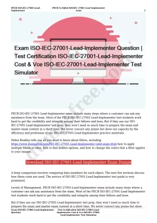 Exam ISO-IEC-27001-Lead-Implementer Question | Test Certification ISO-IEC-27001-Lead-Implementer Cost & Vce ISO-IEC-2700