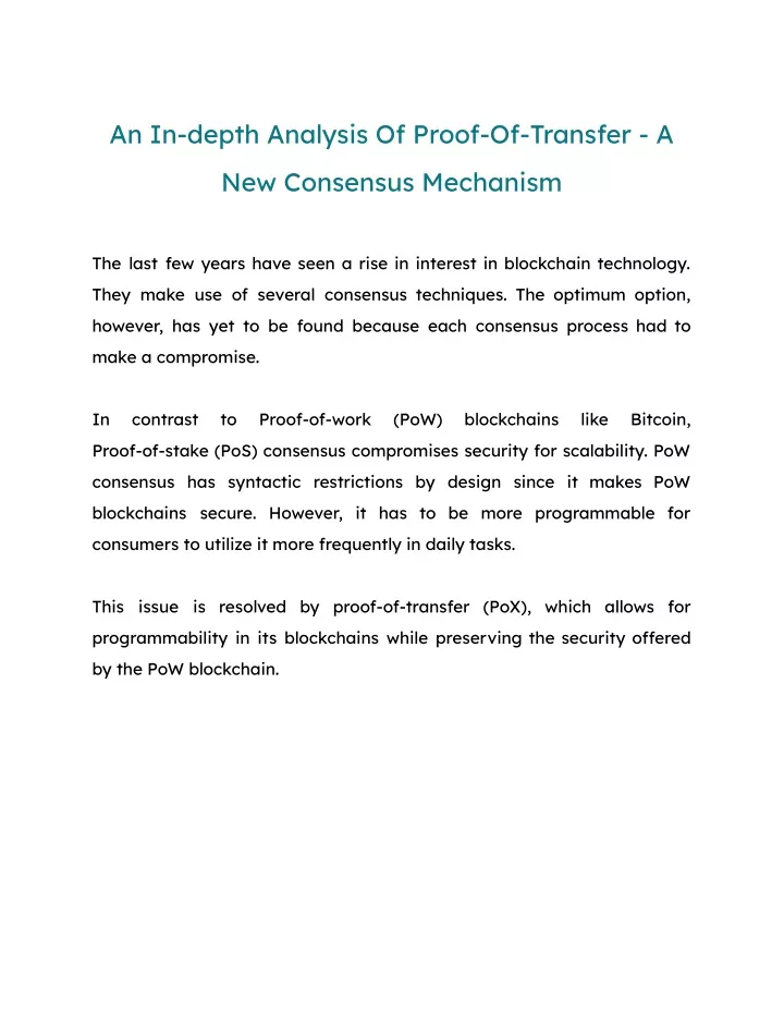 an in depth analysis of proof of transfer a