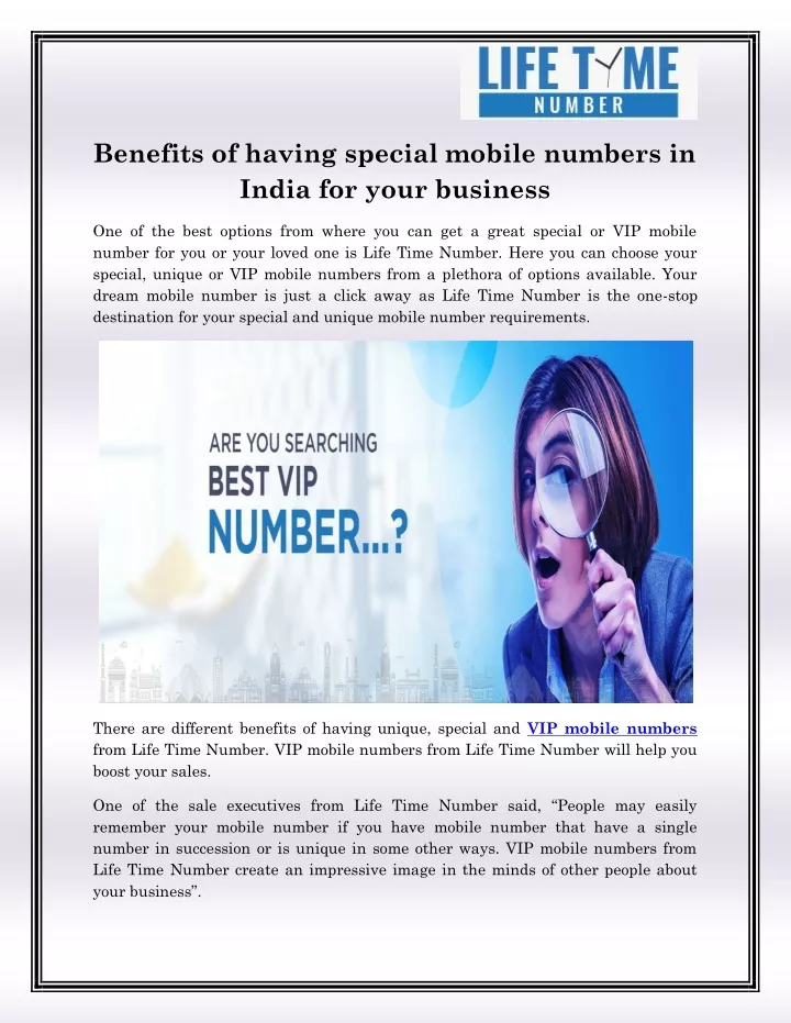 benefits of having special mobile numbers