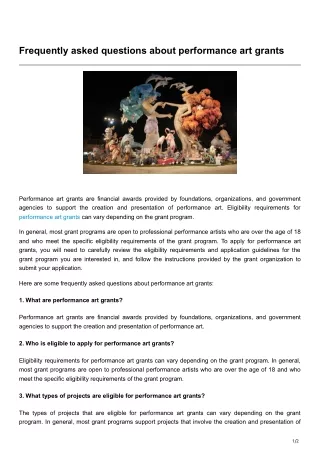 Frequently asked questions about performance art grants