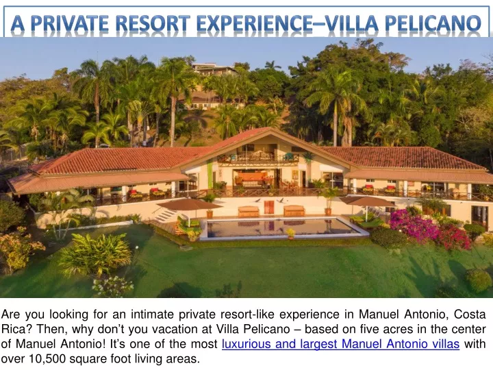 a private resort experience villa pelicano