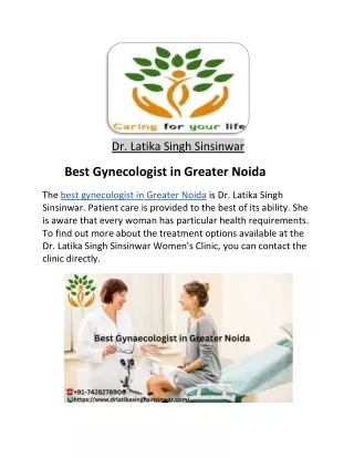 Best Gynecologist in Greater Noida | Dr. Latika Singh Sinsinwar