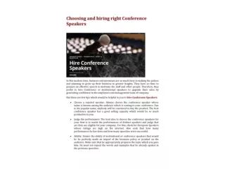 Choosing and hiring right Conference Speakers