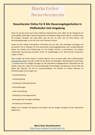 Steuerberater Online Für R Alle Steuerangelegenheiten In Pfaffenhofen Und Umgebung