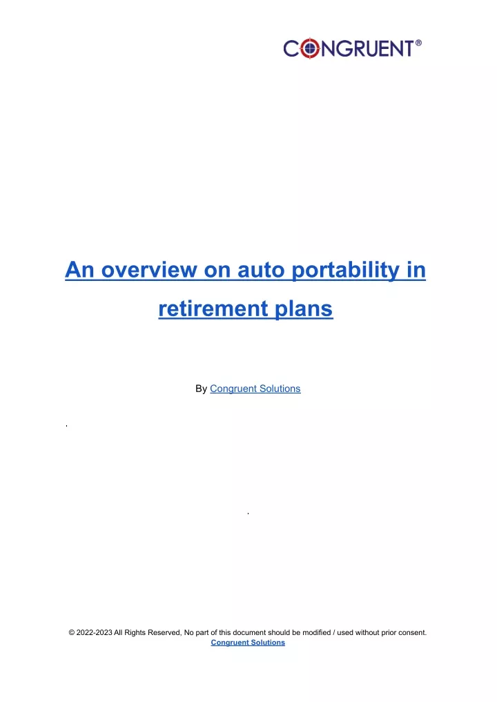 an overview on auto portability in