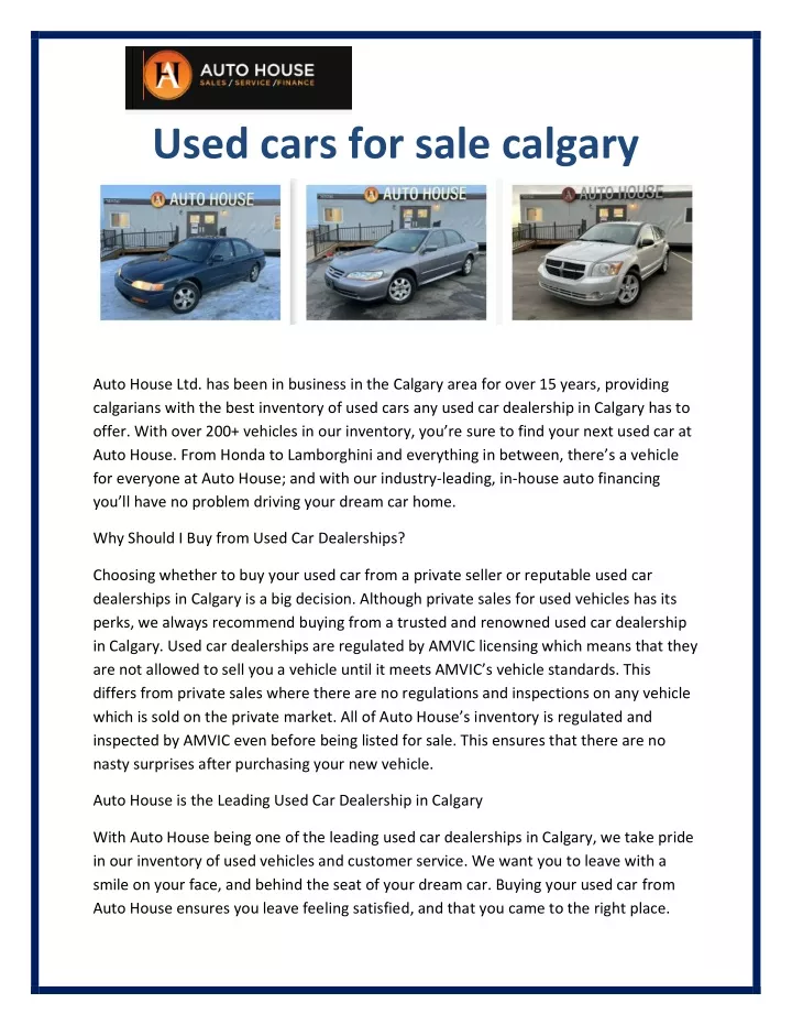 used cars for sale calgary